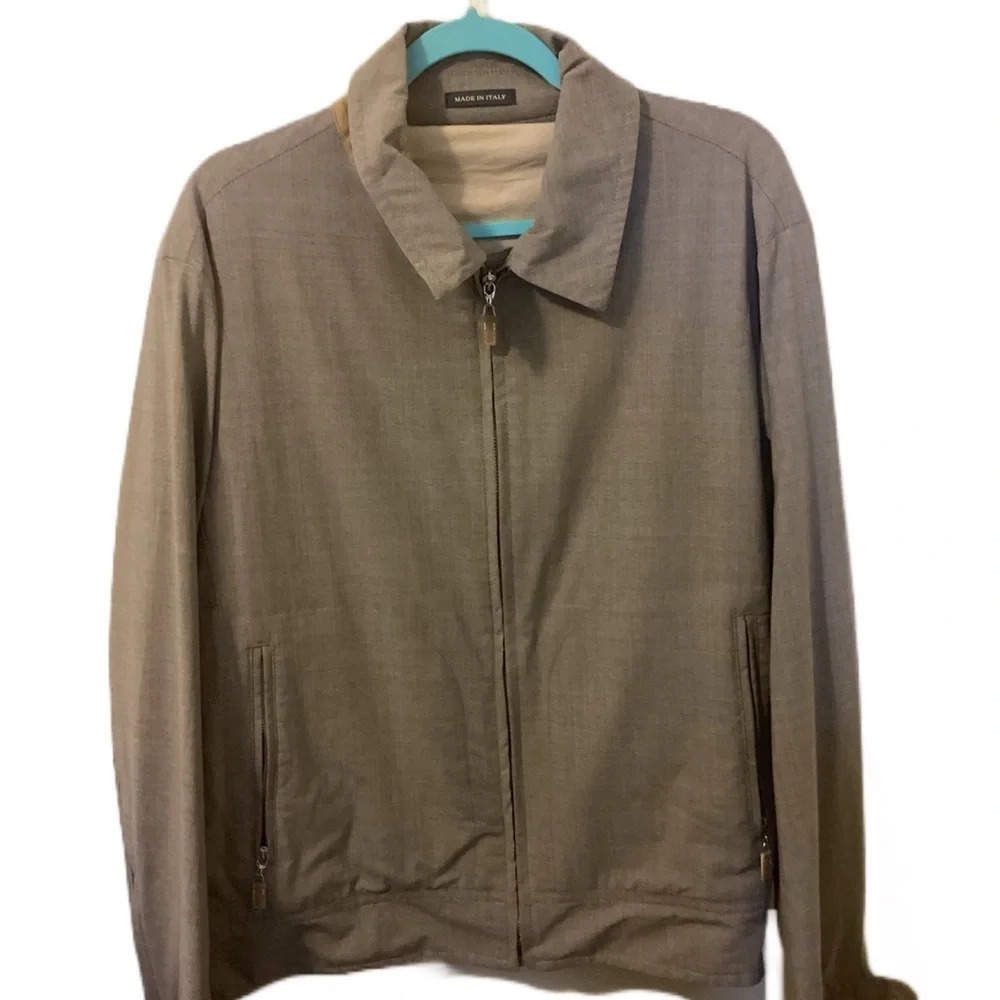 Angelo Nardelli Wool Tan Jacket With Suede Trim Size 50 Italian,/38 US